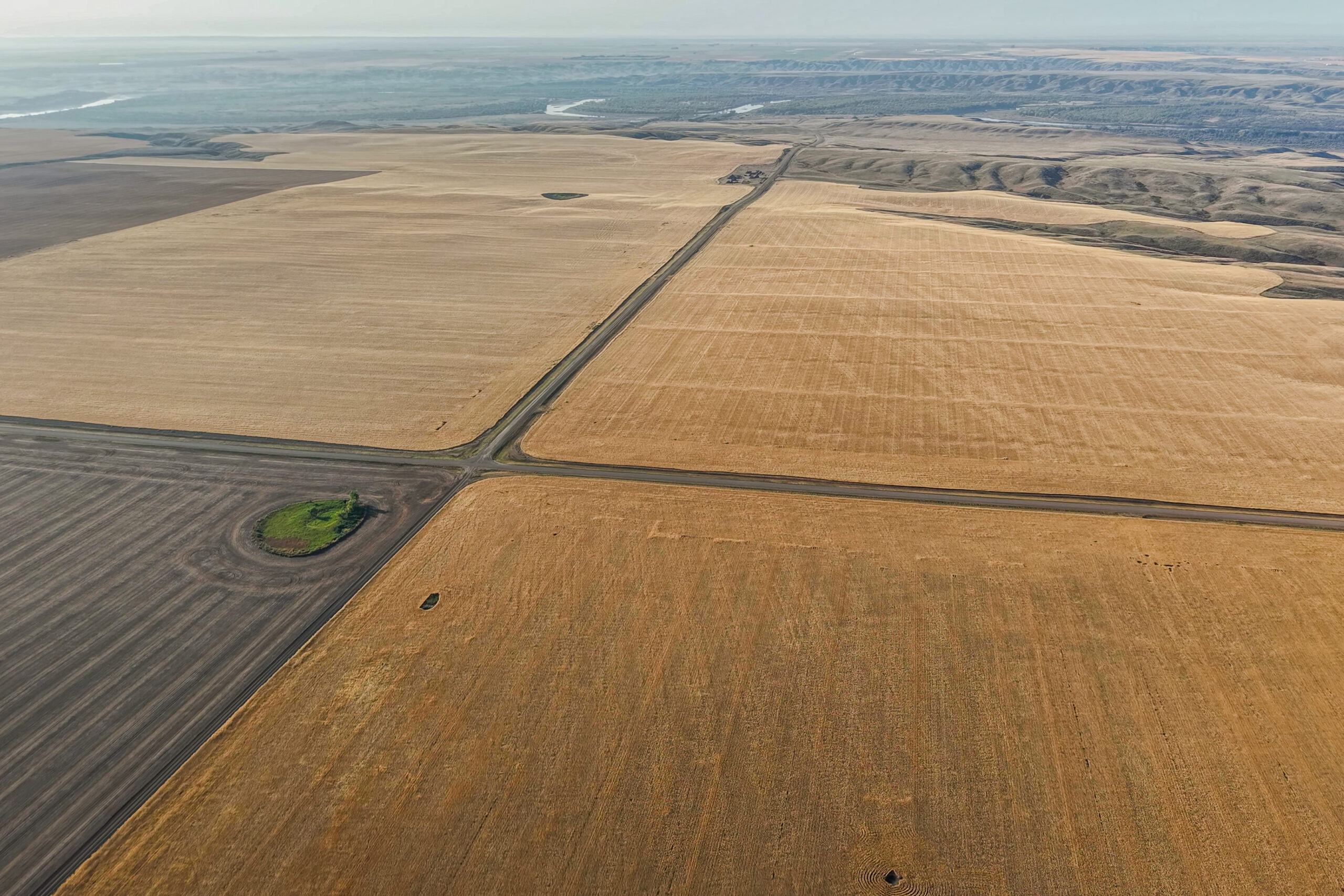 Farmland landscape showing soil conditions and field layout